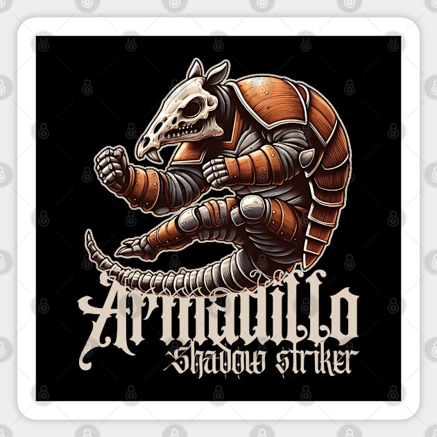 Armadillo skeleton fighter Sticker by LionKingShirts